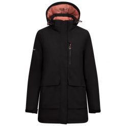Damska Kurtka Wodoodporna Hosho. Czarne kurtki damskie Trespass, bez wzorów, bez kaptura. Za 386.99 zł.