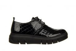 Półbuty Bayla-161 161 745 18 Black Croco 161616, Czarny, Skóra lakierowana - 40. Czarne półbuty damskie Bayla, bez wzorów, z gumy, eleganckie, bez obcasa. W wyprzedaży za 314.10 zł.