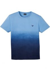 T-shirt z czystej bawełny. Niebieskie t-shirty męskie bonprix, l, bez wzorów, z bawełny, bez kołnierzyka. Za 67.99 zł.