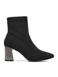 JENNY Botki CEO-R25AW0416 Czarny. Czarne botki damskie Jenny, z materiału, bez obcasa, na słupku, bez zapięcia. Za 159.99 zł.