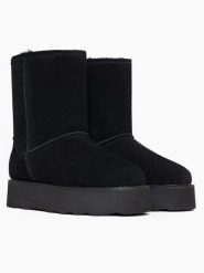 Gooce Skórzane kozaki zimowe "Sawel Waterproof" w kolorze czarnym rozmiar: 37. Czarne kozaki damskie Gooce, z materiału, bez obcasa, na platformie. Za 282.99 zł.