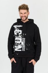 DSQUARED2 Czarna bluza z kapturem Icon Splash Cool Fit Hoodie. Czarne bluzy z kapturem męskie Dsquared2, m. W wyprzedaży za 1,499.99 zł.