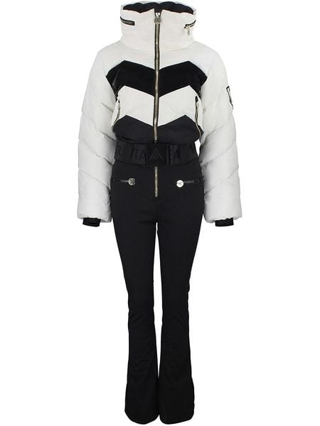 Peak Mountain Kombinezon narciarski "Antiero" w kolorze czarno-białym rozmiar: XL. Białe kombinezony damskie Peak Mountain, m, bez wzorów, z tkaniny, sportowe, bez kołnierzyka, bez ramiączek. Za 721.37 zł.