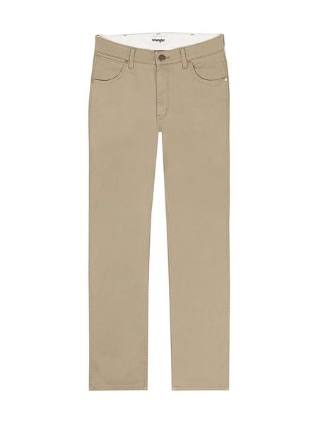 Wrangler Spodnie - Regular fit - w kolorze beżowym rozmiar: W30/L34. Brązowe spodnie materiałowe męskie Wrangler, z aplikacjami, z materiału, klasyczne. Za 164.45 zł.