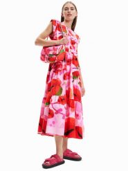 Desigual Sukienka letnia MONSIEUR CHRISTIAN LACROIX Tulip 23SWVW25 Różowy Regular Fit. Czerwone sukienki damskie Desigual, na lato, l, bez wzorów, z bawełny, bez kołnierzyka, bez ramiączek. Za 549.99 zł.