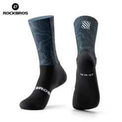 Skarpety rowerowe, kolarskie, sportowe kompresyjne do połowy łydki ROCKBROS. Czarne skarpetki damskie ROCKBROS, bez wzorów, z materiału. Za 59.99 zł.