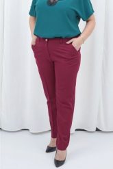 Spodnie na kant eleganckie cygaretki MELA bordowe. Czerwone spodnie materiałowe damskie KARKO, bez wzorów, z elastanu, eleganckie, z podwyższonym stanem. Za 89.50 zł.