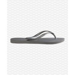 Klapki damskie Havaianas Slim. Szare klapki damskie Havaianas, bez wzorów, z gumy, bez obcasa. Za 87.00 zł.