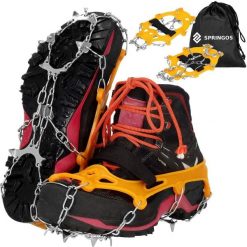 Raczki na buty Springos stalowe antypoślizgowe nakładki 36-40. Brązowe buty trekkingowe męskie SPRINGOS, bez zapięcia, trekkingowe. Za 21.99 zł.