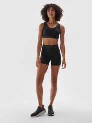4F Legginsy krótkie treningowe damskie - czarne M. Czarne legginsy damskie 4f, m, bez wzorów, z dzianiny. Za 79.99 zł.