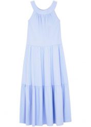 Długa sukienka z dżerseju z czystej bawełny organicznej. Niebieskie sukienki dziewczęce bonprix, na lato, bez wzorów, z bawełny, bez ramiączek, długie. Za 64.99 zł.