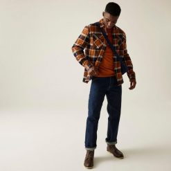 Koszula męska Spennith Shacket. Niebieskie koszule męskie Regatta, m, bez wzorów, bez kołnierzyka, bez ramiączek. Za 119.99 zł.