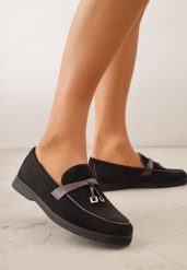 Czarne Mokasyny VICES z Imitacji Zamszu z Wkładką ze Skóry Naturalnej Dispova. Czarne mokasyny damskie Renee, z jeansu. Za 89.99 zł.