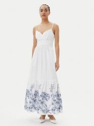 Guess Sukienka letnia W5GT26 WH580 Biały Regular Fit. Białe sukienki damskie Guess, na lato, xs, z aplikacjami, z bawełny, bez kołnierzyka, bez ramiączek. Za 639.99 zł.