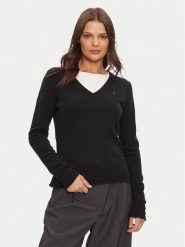 Tommy Hilfiger Sweter WW0WW43505 Czarny Regular Fit. Czarne swetry klasyczne damskie Tommy Hilfiger, xxs, z wełny, bez kołnierzyka. Za 389.99 zł.