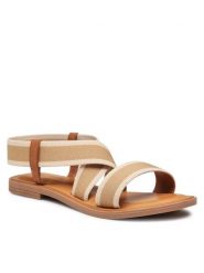 Clara Barson Sandały CASEY WS5296-34 Beżowy. Brązowe sandały damskie Clara Barson, bez wzorów, z materiału, bez obcasa, na płaskiej podeszwie. Za 79.99 zł.