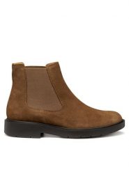 Geox Sztyblety D Spherica Ec1 D16QRC 00022 C6542 Brązowy. Brązowe botki damskie Geox, ze skóry, bez obcasa, na płaskiej podeszwie, bez zapięcia. Za 509.99 zł.