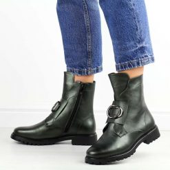 Zielone wysokie botki damskie Potocki 12441. Zielone botki damskie POTOCKI, na jesień, z materiału, eleganckie, z okrągłym noskiem, przed kolano, bez obcasa, bez zapięcia. Za 229.00 zł.