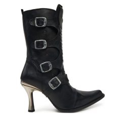 Botki NEW ROCK. Czarne botki damskie NEW ROCK, rockowe, bez obcasa, na szpilce, bez zapięcia. Za 1,039.00 zł.