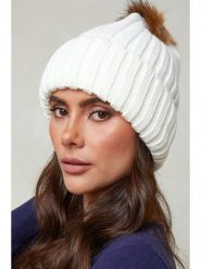 Soft Cashmere Czapka w kolorze białym rozmiar: onesize. Białe czapki zimowe damskie Soft Cashmere, ze skóry. Za 135.17 zł.