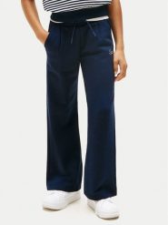 Tommy Hilfiger Spodnie dresowe Script KG0KG08669 Granatowy Wide Leg. Niebieskie spodnie dziewczęce Tommy Hilfiger, z bawełny. Za 249.99 zł.