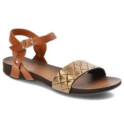 Brązowe Sandały Armodo Modne Obuwie Damskie. Brązowe sandały damskie Armodo, bez wzorów, bez obcasa. Za 249.00 zł.