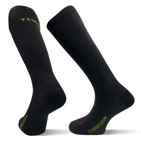 Skarpety narciarskie kompresyjne z wełny Merino Teko ecoSKI PRO Compression. Czarne skarpetki damskie TEKO, bez wzorów, z wełny. Za 74.00 zł.