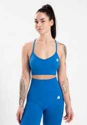 Olivia Bezszwowe Biustonosz sportowy - Niebieski. Niebieskie biustonosze sportowe damskie GORILLA WEAR, bez wzorów, z materiału. Za 173.00 zł.