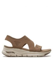 Skechers Sandały Arch Fit-Brightest Day 119458/MOC Brązowy. Brązowe sandały damskie Skechers, bez wzorów, z materiału, bez obcasa, na płaskiej podeszwie. Za 249.99 zł.