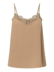 Pieces Top w kolorze beżowym rozmiar: XS. Brązowe topy damskie Pieces, xs, bez wzorów, z koronki, bez kołnierzyka. Za 24.12 zł.