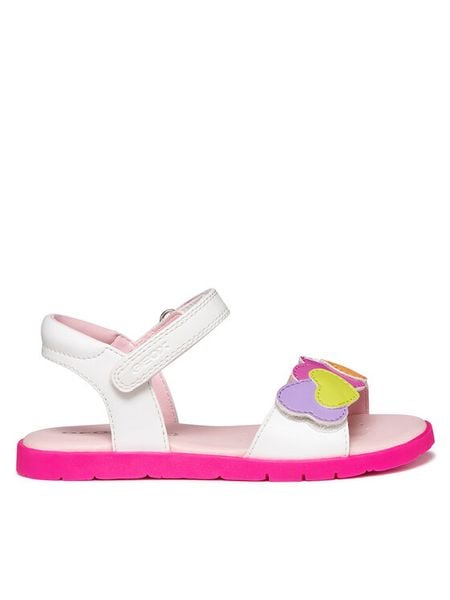 Geox Sandały J Sandal Joyfoot Gir J65P1D 000BC C0653 S Biały. Białe sandały dziewczęce Geox, ze skóry, bez zapięcia. Za 229.99 zł.