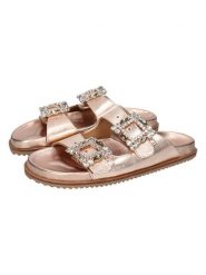 MELVIN & HAMILTON Skórzane klapki "Eve 1" w kolorze różowozłotym rozmiar: 39. Różowe klapki damskie MELVIN & HAMILTON, bez wzorów, bez obcasa. Za 304.99 zł.