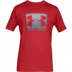Koszulka do biegania męska Under Armour Sportstyle Boxed. Czerwone t-shirty sportowe męskie Under Armour, na lato, m, z bawełny, bez ramiączek, do biegania. Za 110.99 zł.