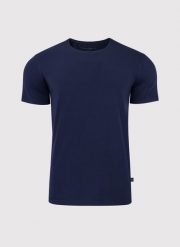 PAKO LORENTE – Granatowy gładki T-shirt Basic. Niebieskie t-shirty męskie Pako Lorente, m, bez wzorów, z bawełny, bez kołnierzyka. Za 79.99 zł.