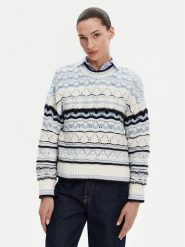 Barbour Sweter Eloise LKN1615MI11 Błękitny Relaxed Fit. Niebieskie swetry klasyczne damskie Barbour, z bawełny, bez kołnierzyka. Za 339.99 zł.