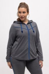 Damskie Bluza wypustki kaptur zaokrąglony dół. Szare bluzy sportowe damskie Ulla Popken, plus size, bez wzorów, z bawełny, bez ramiączek, z kapturem. Za 239.99 zł.