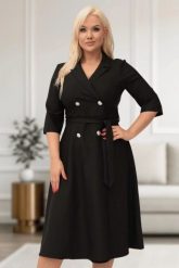 Elegancka czarna żakietowa sukienka Marietta XXL OVERSIZE WIOSNA. Czarne sukienki damskie Moda Size Plus Iwanek, do pracy, na wiosnę, l, bez wzorów, z elastanu, biznesowe, bez kołnierzyka, bez ramiączek, mini, oversize. Za 325.00 zł.