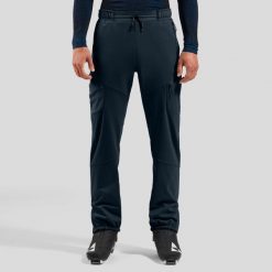 Spodnie męskie Odlo ZEROWEIGHT WINDPROOF X WARM Pants regular length. Niebieskie spodnie materiałowe męskie Odlo, bez wzorów, sportowe. Za 799.99 zł.