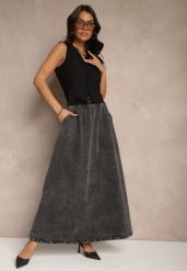 Czarna Rozkloszowana Spódnica z Bawełny Ozdobiona Wiązaniem Canilra. Czarne spódniczki damskie Renee, m, bez wzorów, z bawełny, eleganckie, maxi, rozkloszowane. Za 139.99 zł.