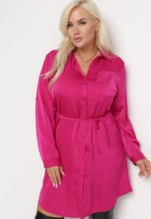 Fioletowa Sukienka Mini Zapinana na Guziki z Cienkim Materiałowym Paskiem Venudda. Fioletowe sukienki damskie Born2be, xl, bez wzorów, z materiału, bez kołnierzyka, bez ramiączek, mini. W wyprzedaży za 87.99 zł.