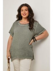 Curvy Lady Bluzka w kolorze khaki rozmiar: 48/50. Brązowe bluzki damskie Curvy Lady, bez wzorów, klasyczne, z asymetrycznym kołnierzem, bez ramiączek. Za 149.31 zł.