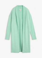Długi sweter rozpinany. Zielone kardigany damskie bonprix, bez wzorów. Za 129.99 zł.