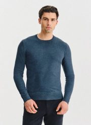 PAKO LORENTE – Granatowy sweter męski o-neck. Niebieskie swetry męskie Pako Lorente, na jesień, m, bez wzorów, z poliesteru, bez kołnierzyka. Za 149.99 zł.