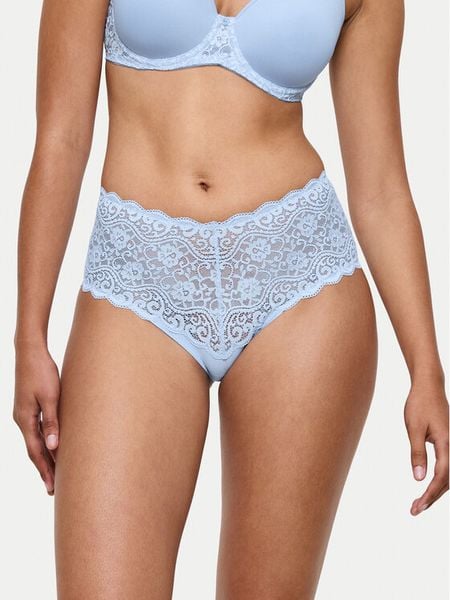 Triumph Figi klasyczne z wysokim stanem Amourette 10210675 Błękitny. Niebieskie figi damskie Triumph, bez wzorów, z syntetyku. Za 89.99 zł.