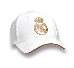 Czapka Real Madryt - oficjalna licencjonowana. Białe czapki męskie Real Madrid, bez wzorów, z bawełny. Za 99.00 zł.