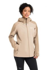 Jack Wolfskin Kurtka przeciwdeszczowa "Wildbound" w kolorze beżowym rozmiar: XL. Brązowe kurtki przeciwdeszczowe damskie Jack Wolfskin, m, bez kaptura. Za 390.00 zł.