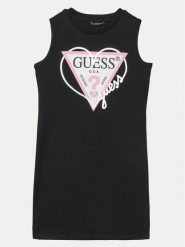 Guess Sukienka codzienna J4RK38KA6W4 Czarny Regular Fit. Czarne sukienki dziewczęce Guess, z aplikacjami, z bawełny, bez ramiączek. Za 99.99 zł.