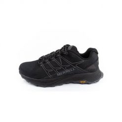 Buty do chodzenia męskie Merrell Moab Flight. Czarne buty sportowe na co dzień męskie MERRELL, z materiału, bez zapięcia, trekkingowe. Za 493.00 zł.