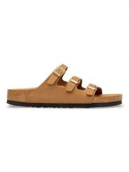 Birkenstock Skórzane klapki "Florida" w kolorze jasnobrązowym rozmiar: 38. Brązowe klapki damskie Birkenstock, bez wzorów, bez obcasa. Za 461.21 zł.