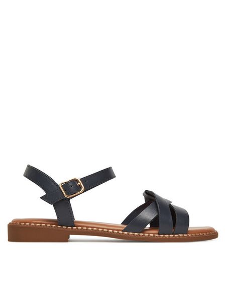 Lasocki Sandały RST-KM215-02 Granatowy. Niebieskie sandały damskie Lasocki, bez wzorów, ze skóry, bez obcasa, na płaskiej podeszwie. Za 149.99 zł.